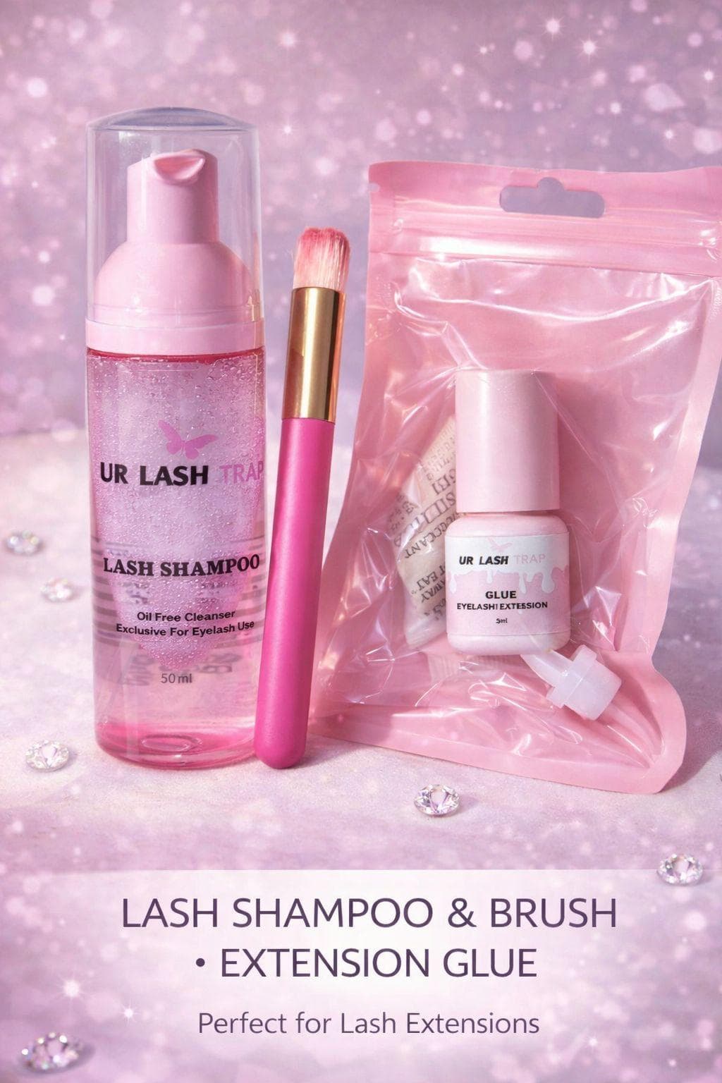 UR LASH TRAP aftercare kit - shampoo, brush and glue